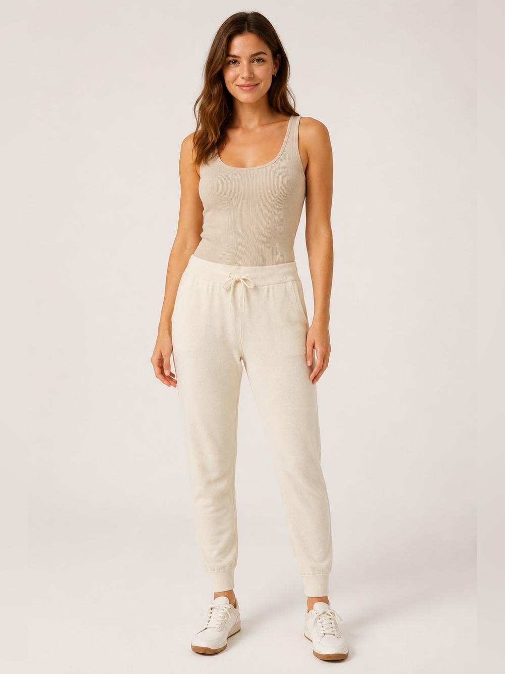 Barefoot Dreams Sunbleached Cotton Jogger Pants Chalk Size Small